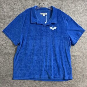 OUTERKNOWN Hightide Terry Polo Shirt Mens‎ XXL Blue Organic Cotton Johnny Collar